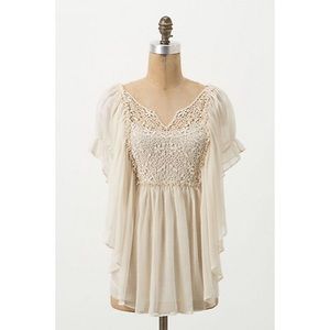 Anthropologie chiffon blouse with floral details